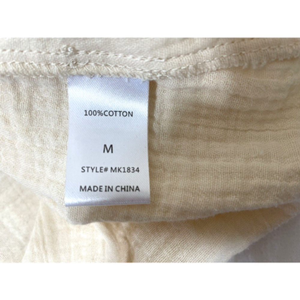 Mazik Blouse Women's Sz M Light Peach V-Neck 100% Cotton Ruffles Pullover - Picture 10 of 11